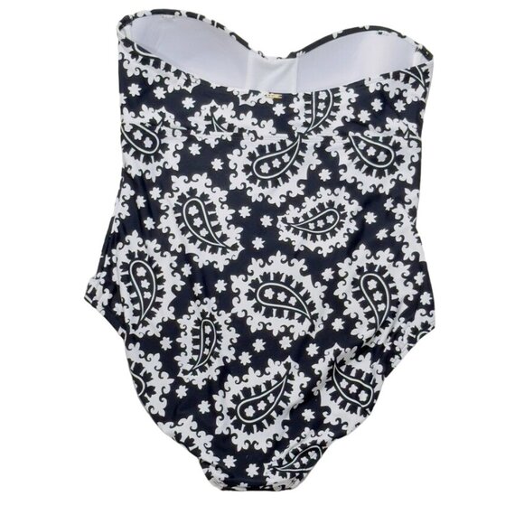 ANNE COLE Women's Swimsuit One Piece Nylon Black White Paisley Pattern Size 14 - Picture 5 of 8